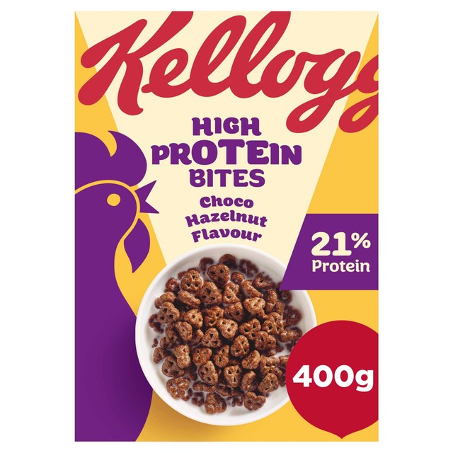 Kellogg's High Protein Bites choc hazelnut cereal 400g, UK version
