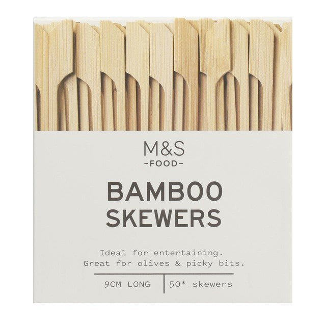M&S mini bamboo skewers 50 pack, imported from the UK