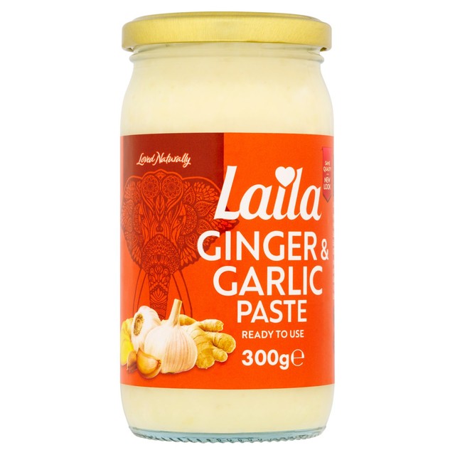 Laila garlic and ginger paste jar, UK version