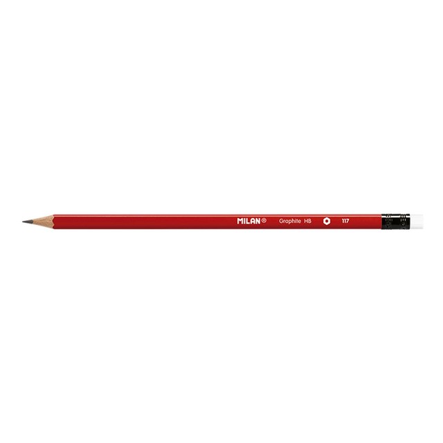 Milan HB graphite pencils hexagonal with eraser box of 12, imported from the UK