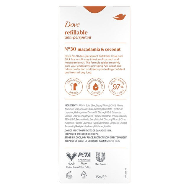 Dove antiperspirant deodorant No30 Macadamia & Coconut - British product