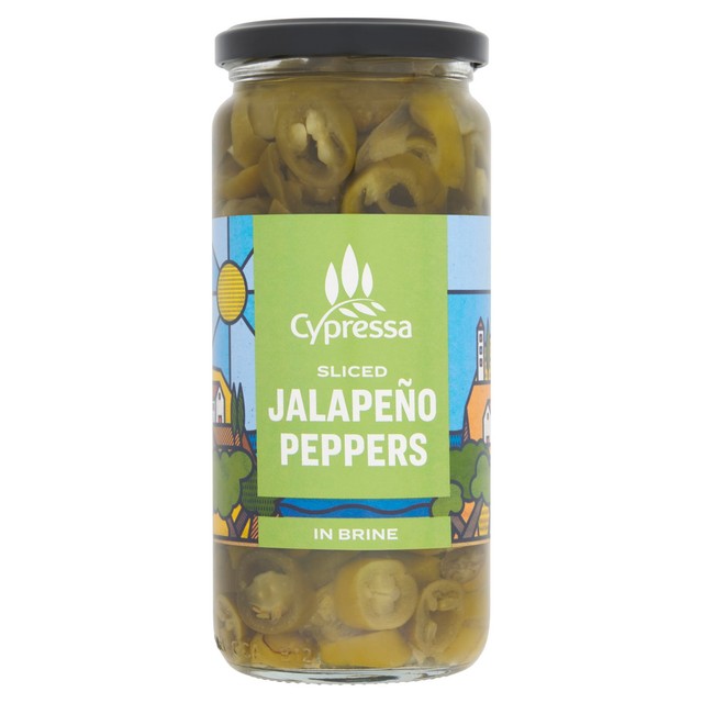 Cypressa sliced green jalapeno peppers in brine 480g - British product