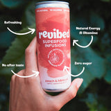 Revibed Peach Hibiscus Lightly Sparkling Water 250ml, imported from the UK
