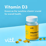 Vitl Vitamin D3 1000iu softgel capsules 60g (British brand)