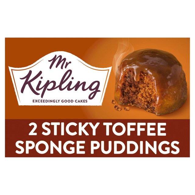 Mr Kipling sticky toffee sponge pudding 2 pack, imported from the UK