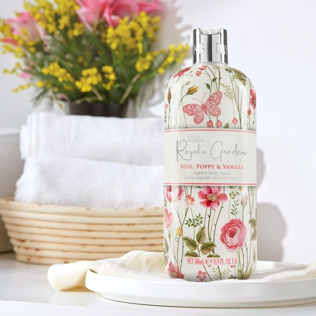 Baylis & Harding Royale Garden Rose, Poppy & Vanilla body wash 500ml - British product