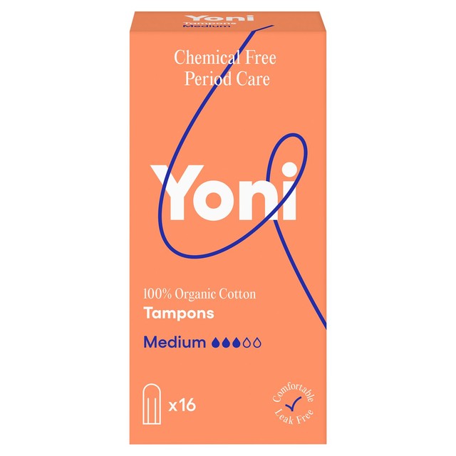 Yoni organic non applicator tampons medium 16 pack (British brand)