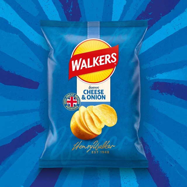 Walkers Cheese & Onion crisps 150g (British brand)