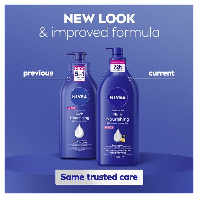 Nivea Rich Nourishing body lotion 625ml, imported from the UK