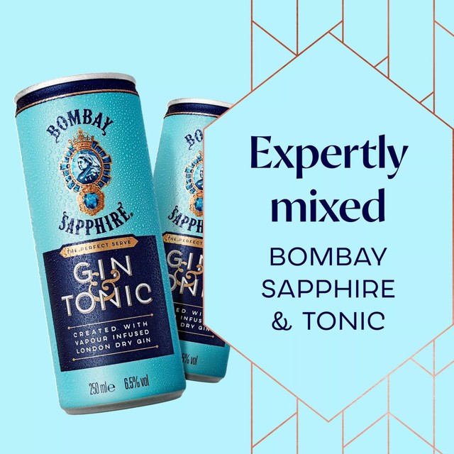 Bombay Sapphire gin and tonic premix cocktail 250ml - British product