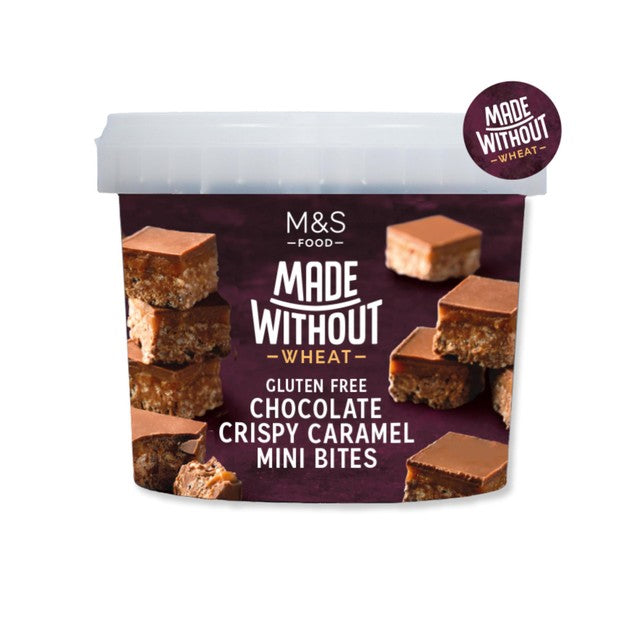 M&S gluten-free chocolate and caramel crispy rice bites 270g, imported from the UK