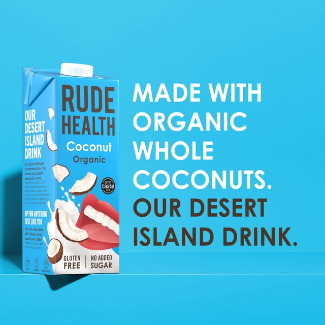Rude Health organic coconut drink longlife 1L, imported from the UK