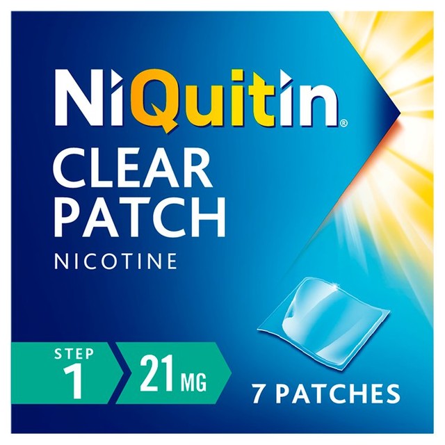 Patch Clair NiQuitin CQ 21 mg Étape 1, importé du Royaume-Uni
