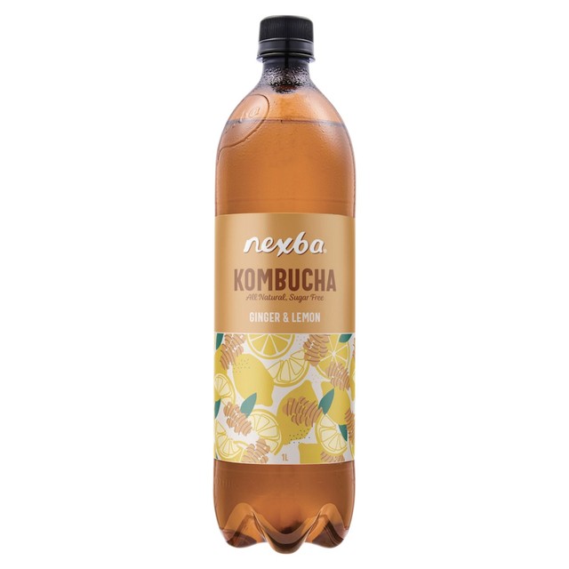 Nexba Lemon & Ginger Kombucha 1L, imported from the UK