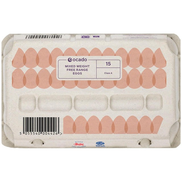 Ocado mixed weight free range eggs 15 pack, UK version