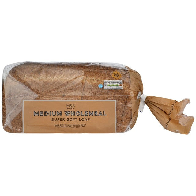 M&S wholemeal medium sliced bread 800g, imported from the UK