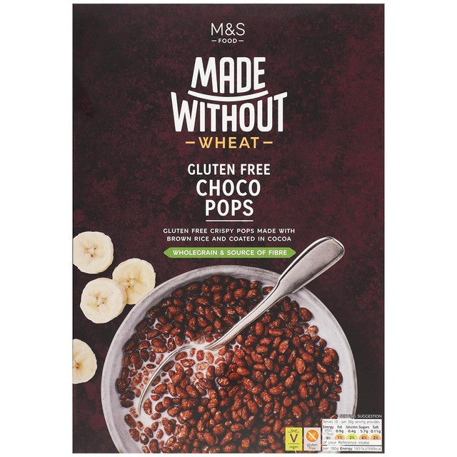 M&S Made Without Wheat Choco Pops cereal 300g, imported from the UK