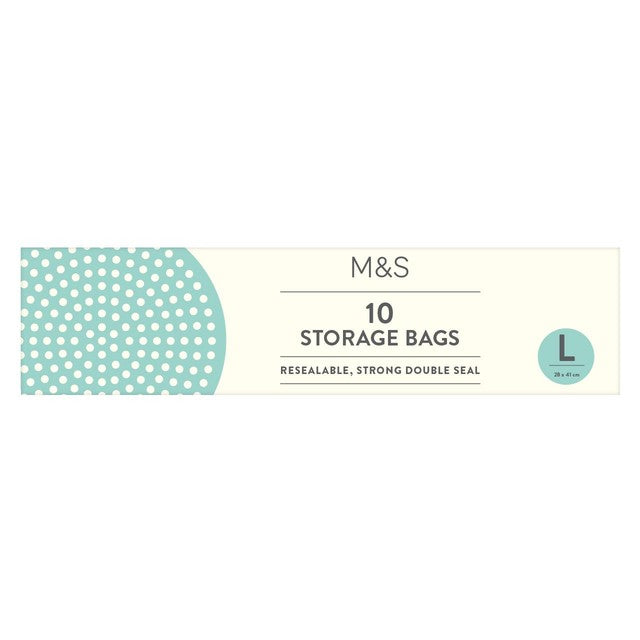 M&S Resealable Storage Bags Large 10 Pack, imported from the UK