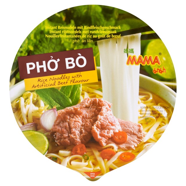 MAMA Pho Bo Beef instant rice noodles 65g, imported from the UK