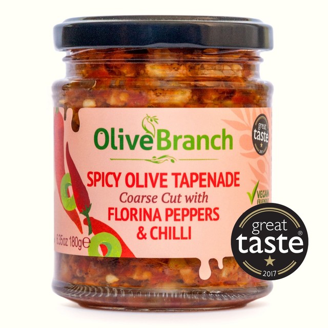 Olive Branch olive tapenade with Florina peppers and chilli 180g, imported from the UK