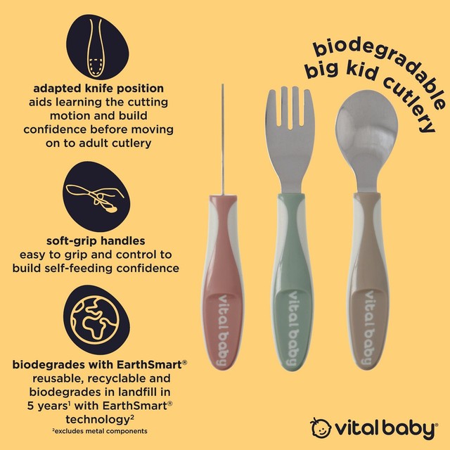 Vital Baby toddler cutlery set natural 3pk (British brand)