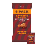 M&S Sizzling Steak crisps 6 pack, imported from the UK