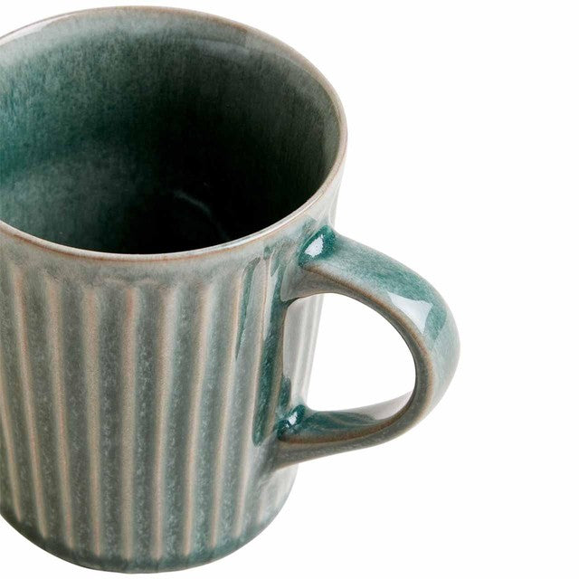 M&S green ribbed reactive glaze mug 395ml, imported from the UK