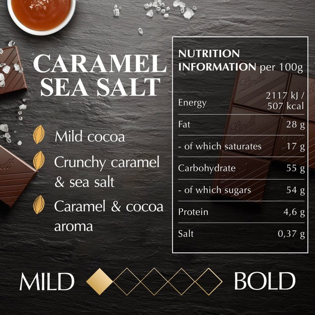 Lindt Excellence Dark Caramel Sea Salt Chocolate Bar 100g, UK version