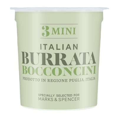 M&S M&S 3 Mini Italian Burrata Bocconcini Soft Cheese 420g- اشترِ عبر الإنترنت من McGrocer