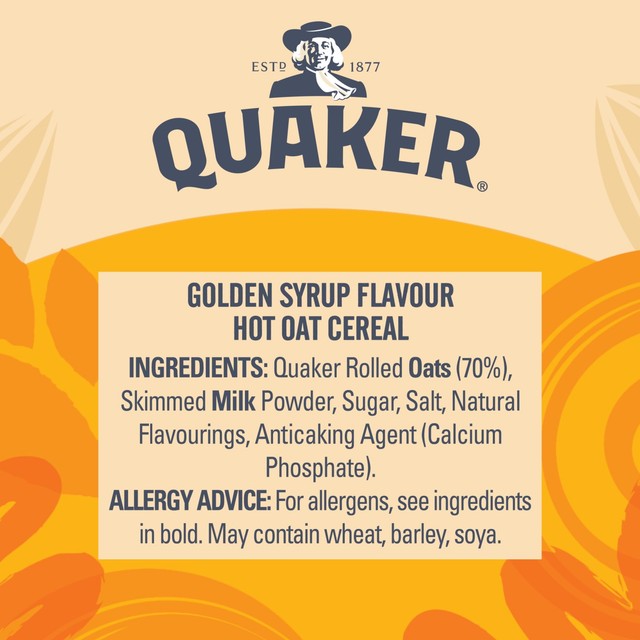 Quaker golden syrup porridge pot cereal 76g, imported from the UK