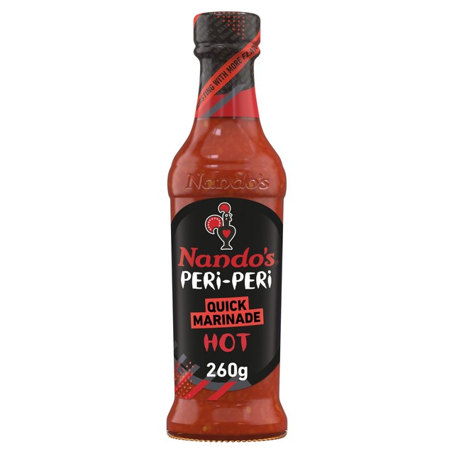 Nando's Hot Peri Peri Marinade 260g, imported from the UK