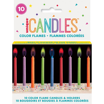 M&S Unique Party Colour Flame Birthday Candles With Holders Novelty Candles 10 per pack- Buy online at McGrocer