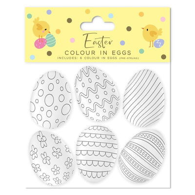 M&S EUROWRAP Colour in Easter Eggs Set Party Decorations 6 per pack- Buy online at McGrocer
