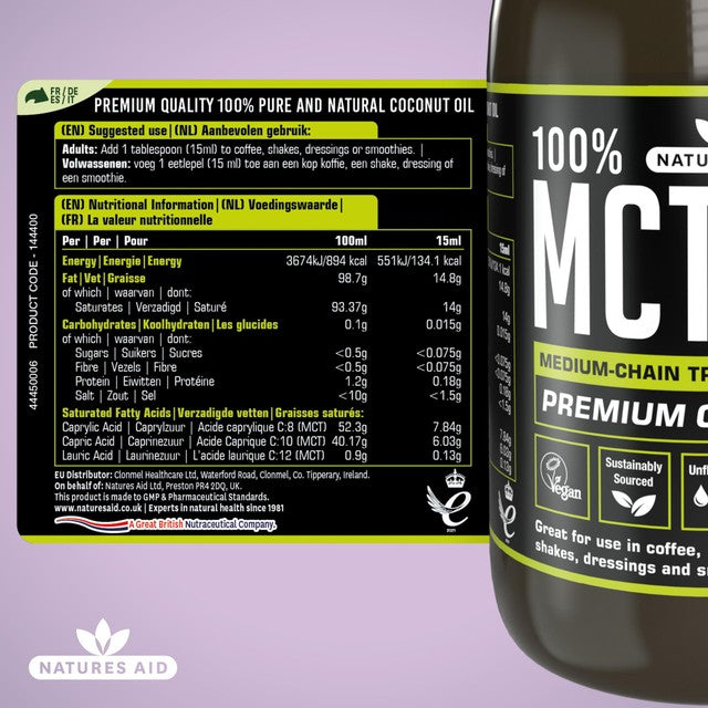 Natures Aid MCT oil 500ml, imported from the UK