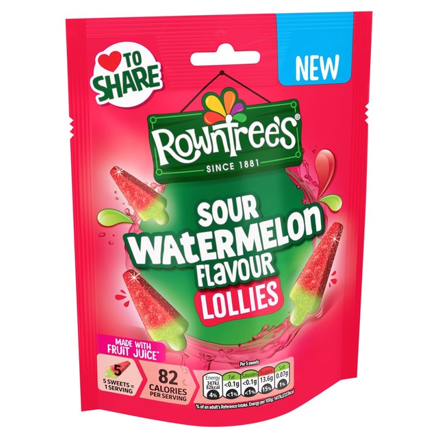Rowntree's sour watermelon lollies sharing pouch 130g, UK version