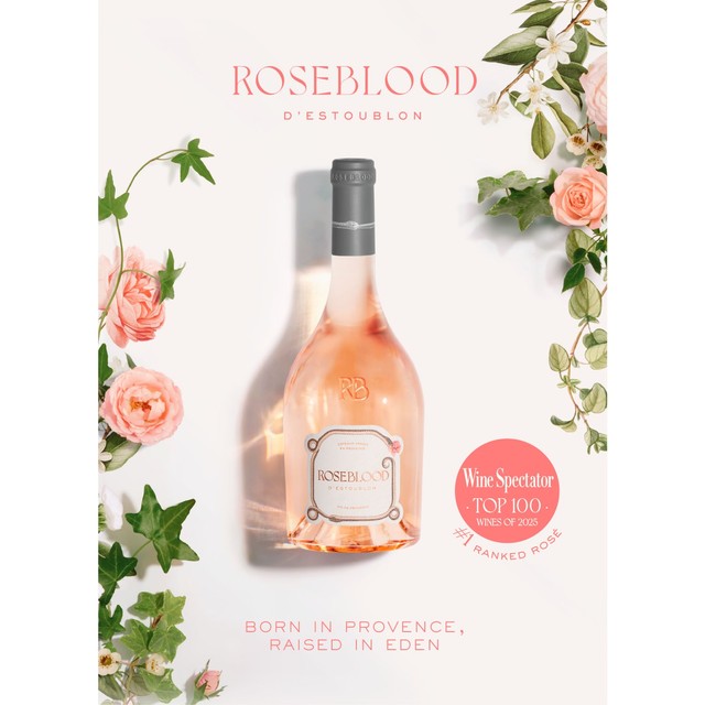 Roseblood Provence rosé wine 75cl, imported from the UK
