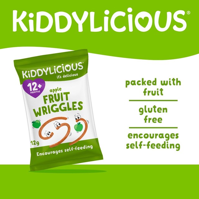Kiddylicious apple wriggles baby snacks 12g, UK version