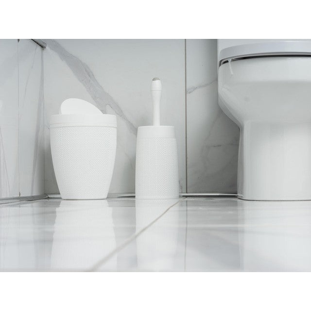 Addis Faux Hessian white bathroom bin 5 litre - British product