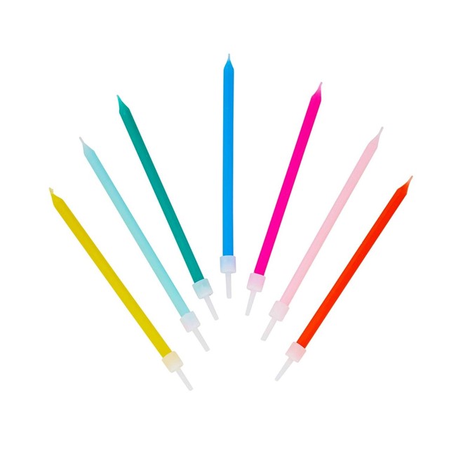 Talking Tables rainbow birthday candles 10cm 16 pack (British brand)