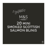 M&S Scottish mini smoked salmon blinis 400g, imported from the UK