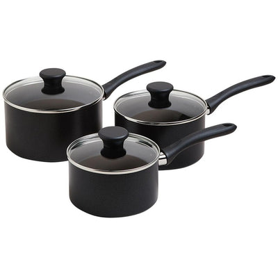 M&S M&S Collection 3-Piece Black Aluminium Non-Stick Pan Set (16cm, 18cm, 20cm)- Buy online at McGrocer
