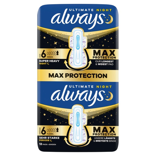 Always Ultimate Night With Wings sanitary towels Size 6 - British product