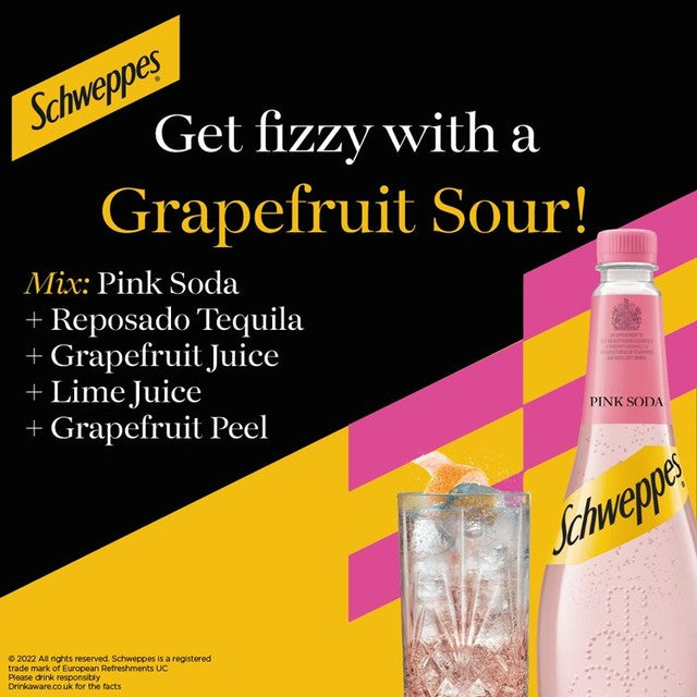 Schweppes Pink Soda citrus flavour soft drink 1L (British brand)