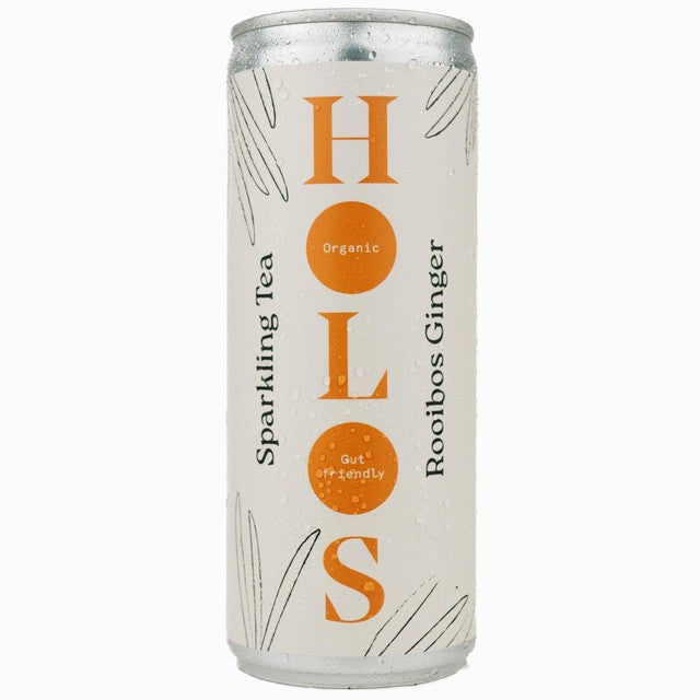 HOLOS Organic Sparkling Tea Rooibos Ginger 250ml, imported from the UK