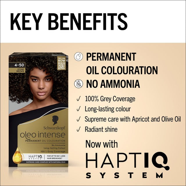 Schwarzkopf Oleo 4-50 Stone Brown permanent hair dye kit, UK version