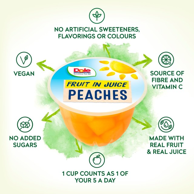 Dole peaches in juice fruit pots 4 x 113g - British product