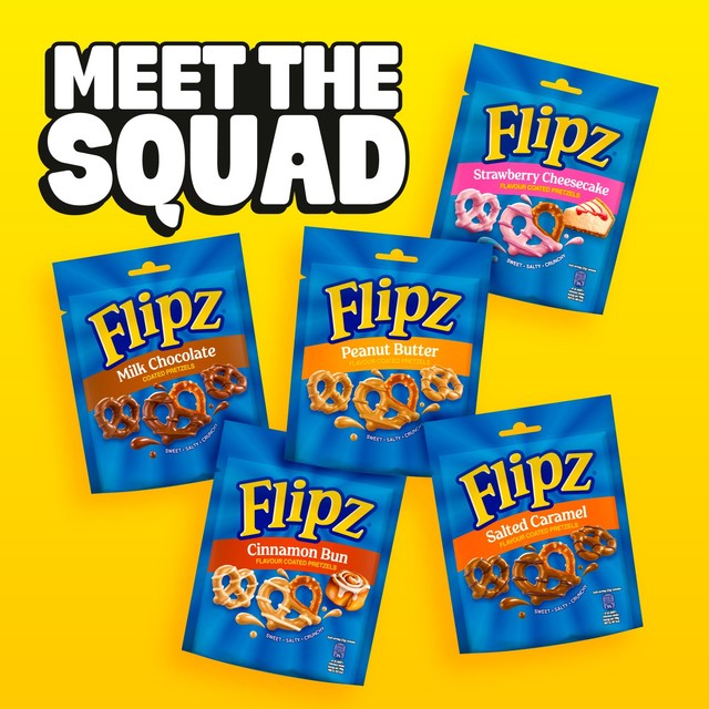 Flipz cinnamon bun flavour coated pretzels 90g - British product