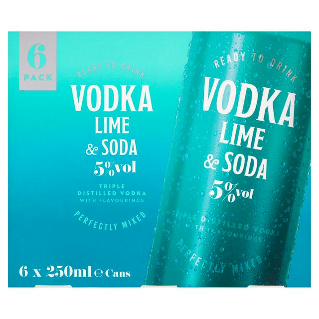 Sainsburys Lime Soda Vodka 6 x 250ml