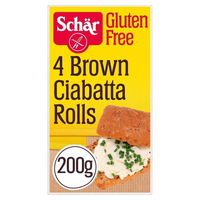 Schar gluten free brown ciabatta rolls 4 pack (British brand)