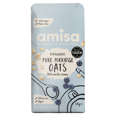 M&S Amisa Organic Gluten Free Porridge Oats Wholegrain 1kg- Buy online at McGrocer